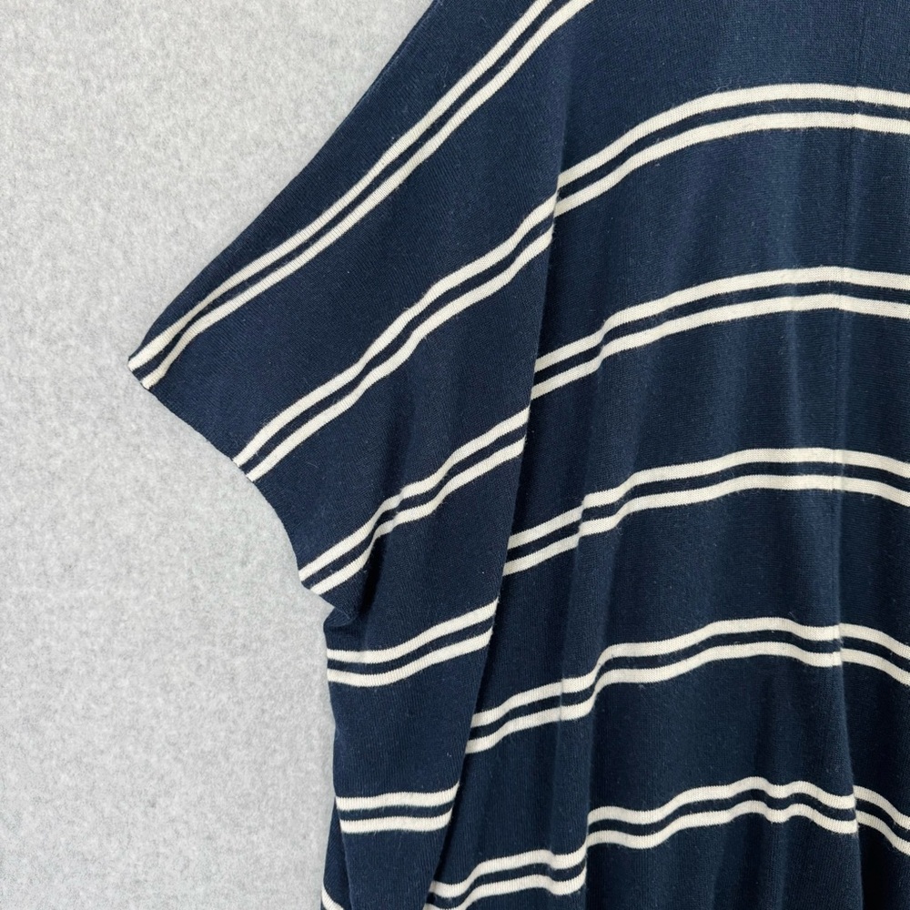 Lauren Ralph Lauren Silk Cashmere Poncho Sweater Blue White Striped Small Petite - Picture 9 of 16